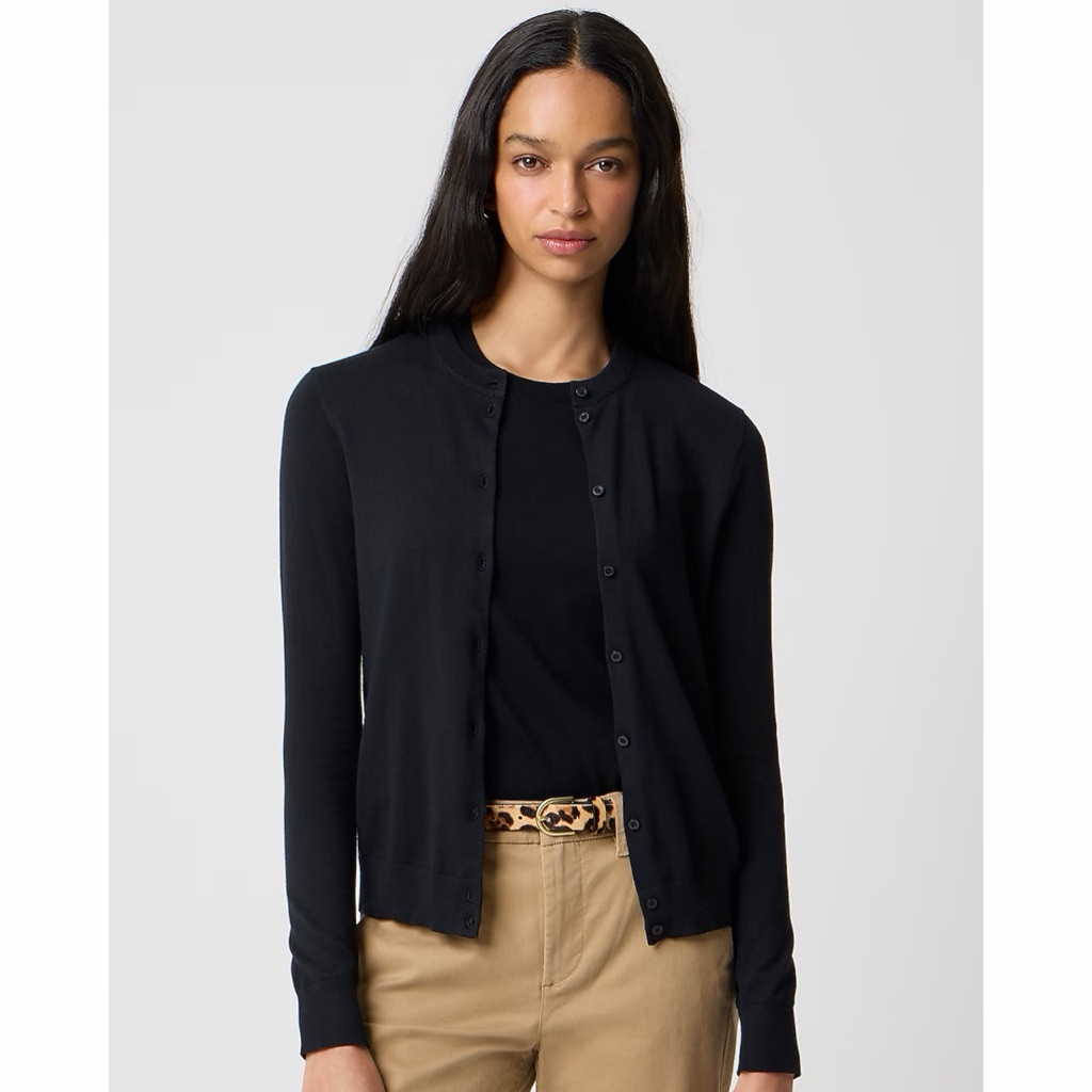 Nwt! J Crew Factory - Classic Cotton Cardigan Sweater - Black - Size Small